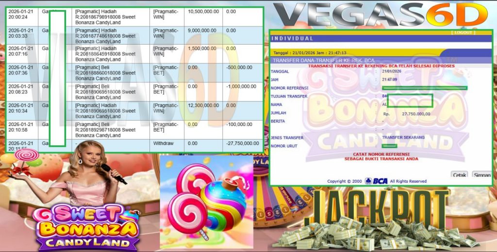 VEGAS6D JACKPOT SWEET BONANZA Rp.27.750.000,- LUNAS