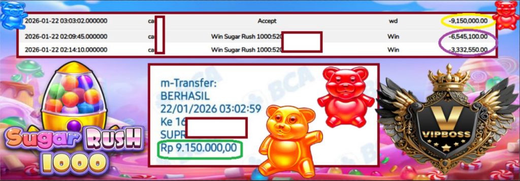 VVIPBOS JACKPOT PRAGMATIC SUGAR RUSH 1000 Rp.9.150.000,- LUNAS