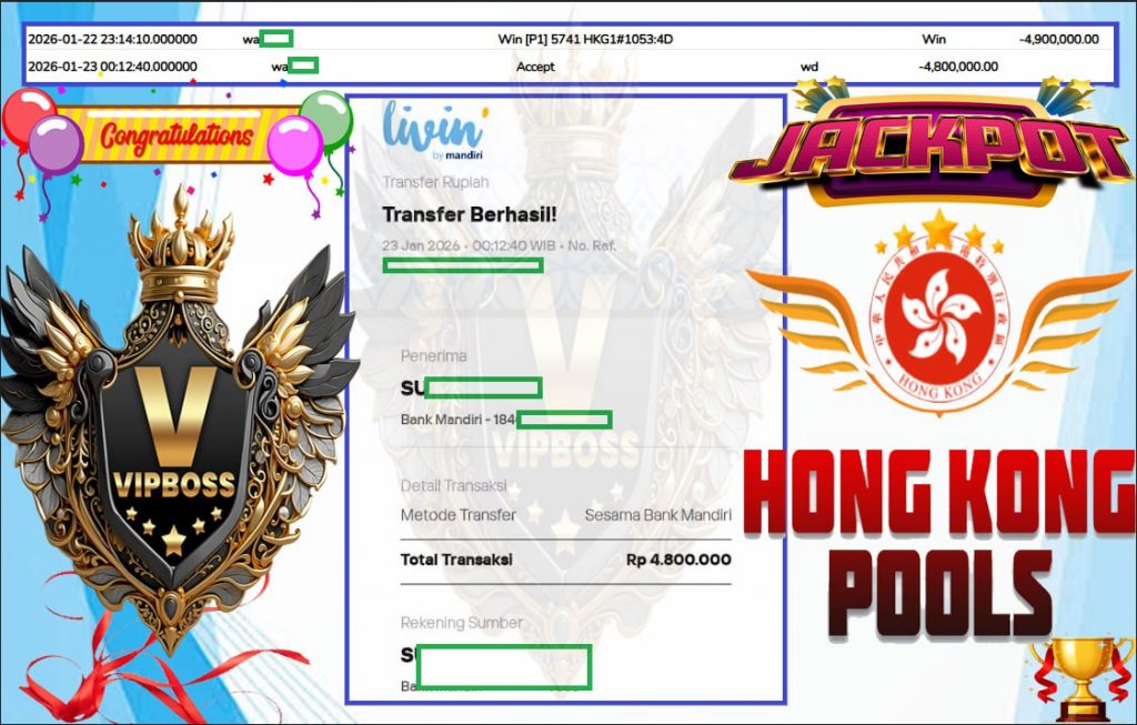 VVIPBOSS JACKPOT PASARAN HONGKONG POOLS Rp.4.800.000,- LUNAS