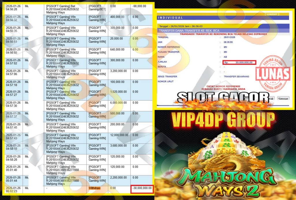 VEGAS 6D JACKPOT PGSOFT MAHJONG WAYS Rp.30.000.000,- LUNAS