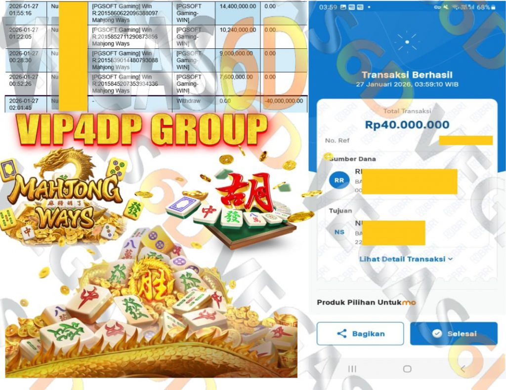 VEGAS 6D JACKPOT PGSOFT MAHJONG WAYS Rp.40.000.000,- LUNAS