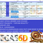VEGAS6D JACKPOT PRAGMATIC FORTUNE ROULETTE Rp.20.000.000,- LUNAS