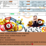 VEGAS6D JACKPOT TOGEL SYDNEY POOLS “6190” Rp.14.047.000,- LUNAS