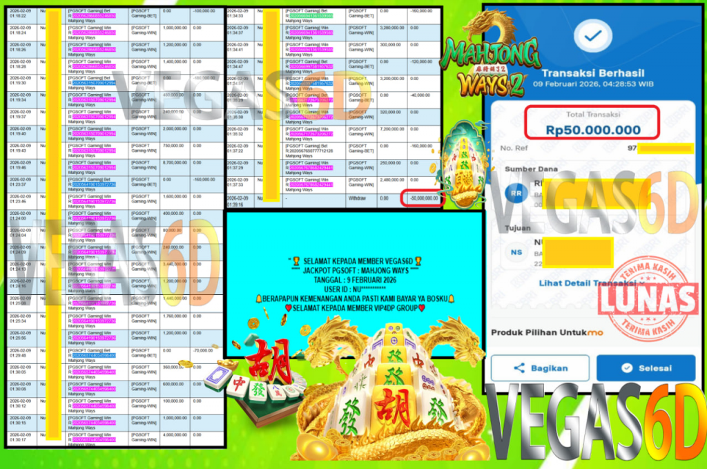 VEGAS6D JACKPOT PGSOFT MAHJONG WAYS Rp.50.000.000,- LUNAS
