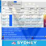 VIP4DP JACKPOT TOGEL SYDNEY LOTTO FULL 4D (8291) Rp.32.000.000,- LUNAS
