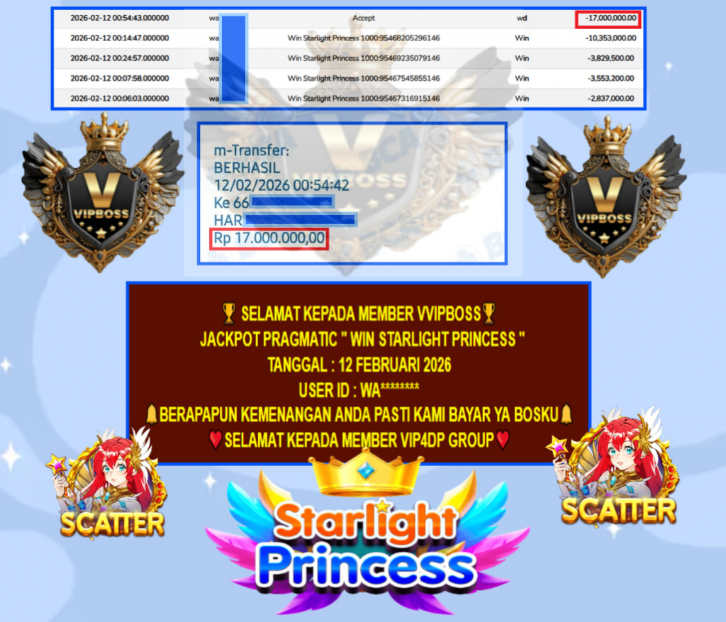 VVIPBOSS JACKPOT PRAGMATIC WIN STARLIGHT PRINCESS Rp.17.000.000,- LUNAS