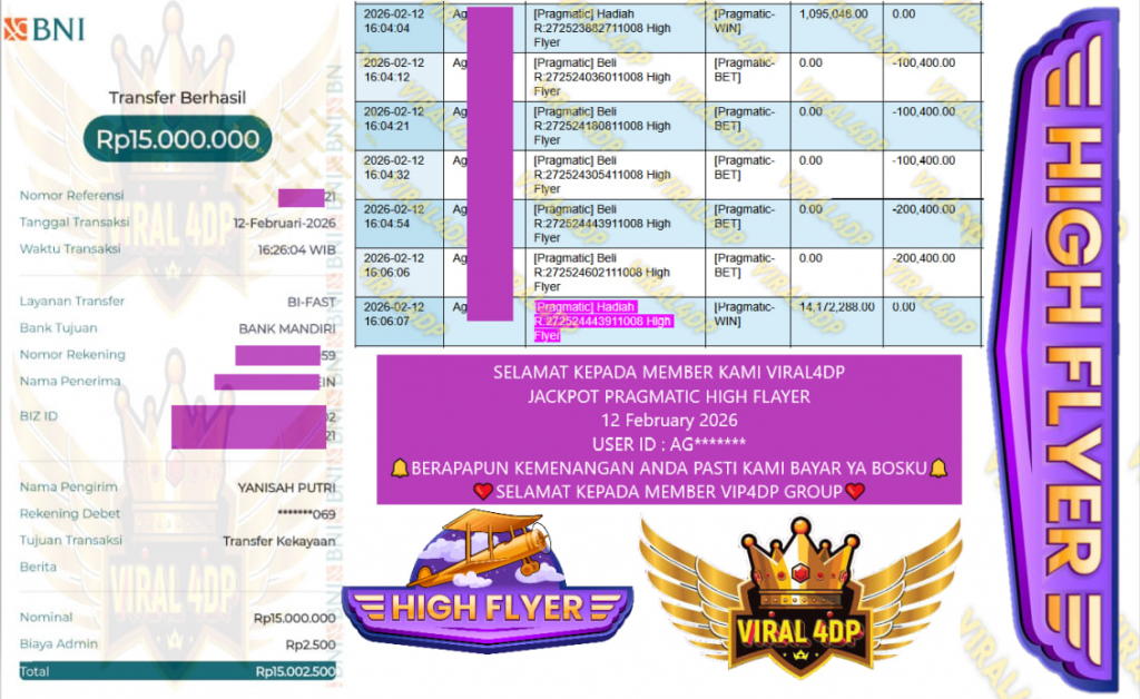 VIRAL4DPJACKPOT PRAGMATIC HIGH FLAYER Rp.15.000.000,- LUNAS