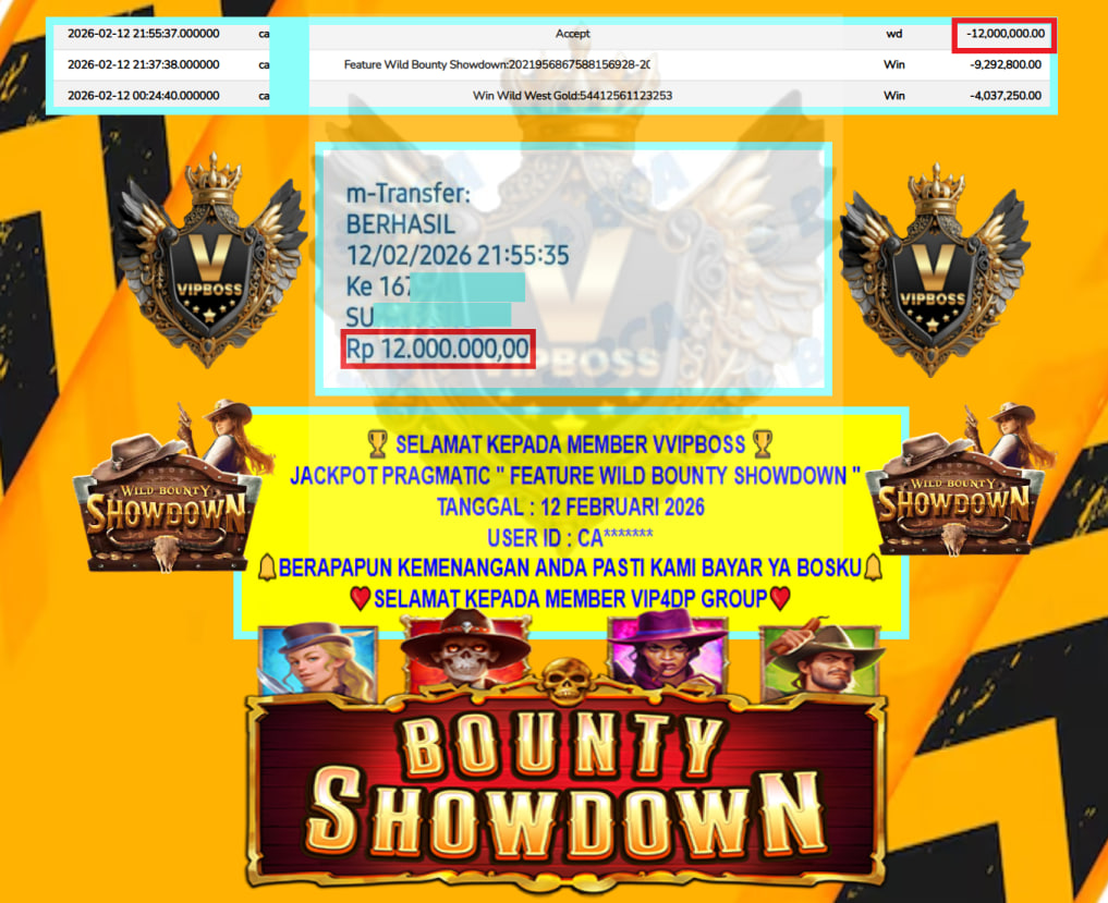 VVIPBOSS JACKPOT PRAGMATIC FEATURE WILD BOUNTY SHOWDOWN Rp.12.000.000,- LUNAS