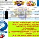 VICTORY4DP JACKPOT TOGEL SINGAPORE 2D BELAKANG (41) & JACKPOT TOGEL SINGAPORE EKOR (1) Rp.20.000.000,- LUNAS
